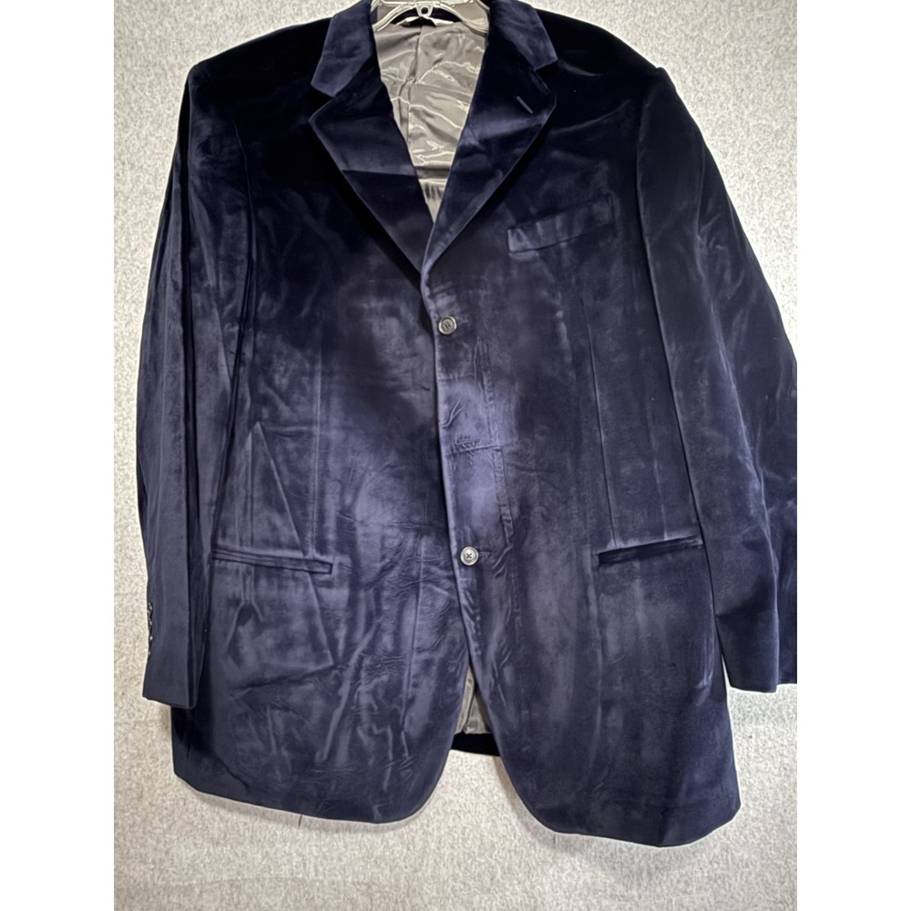 Linea Uomo Velvet Blazer Men's 48L Navy Cotton Vintage Disco Party Sport Coat